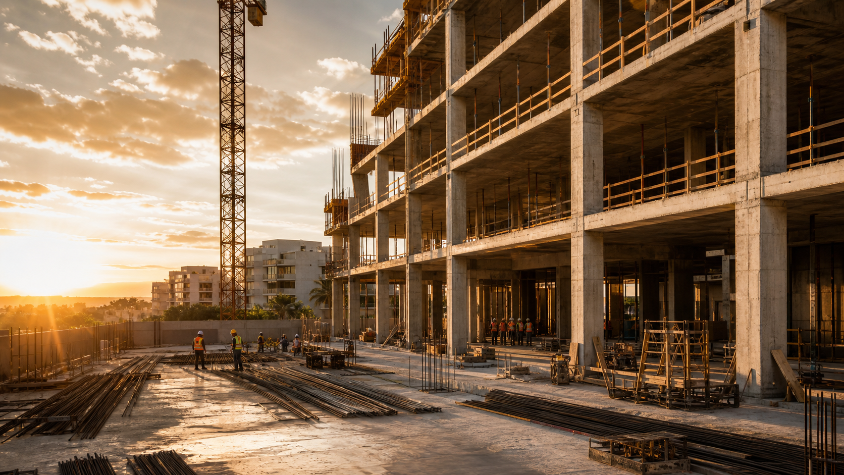 Construccion premium residencial con estructura limpia